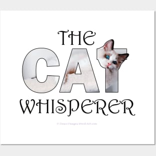 The Cat Whisperer - white long hair siamese cat oil painting word art Posters and Art